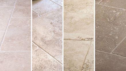 Différents travertins côte à côte en comparaison