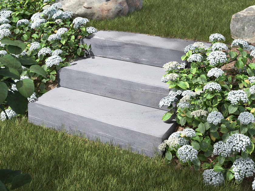 Blocs marches en pierre calcaire Lago avec jardin