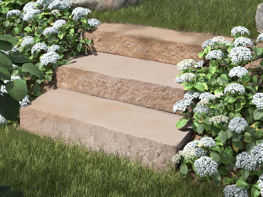 Marches en grès Modak avec fleurs et Gebsch