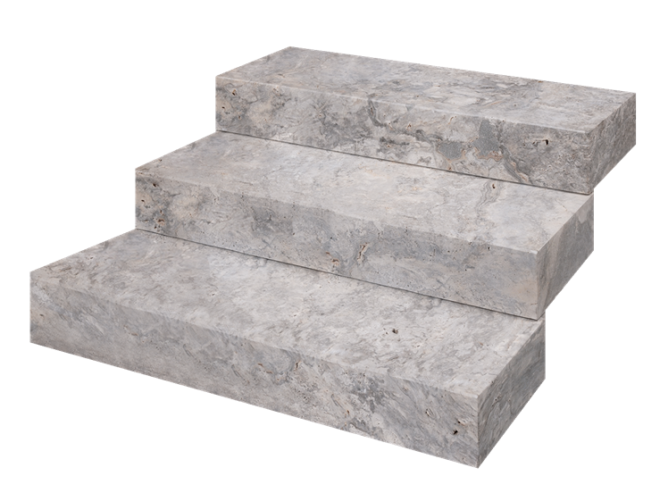 Blocs marches en travertin Silver avec fond vide