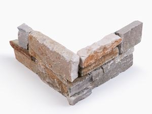 Plaquettes de parement en quartzite Cordoba Red formant un coin