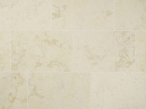 Vue de haut : le carrelage en calcaire Royal Beige