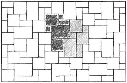 Dessin d'un opus romaine par le haut